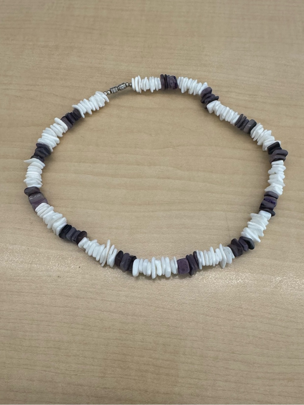 White & Purple Shell Chip Bead Necklace | Beachy Coastal Jewelry